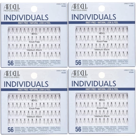 Ardell Individuals False Eyelashes, Medium Black Human Hair Lash Clusters, Knot-Free, 4-Pack