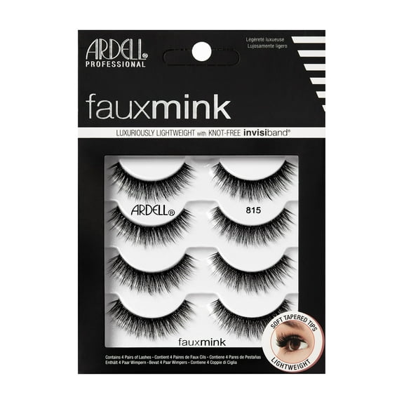 Ardell Lash Faux Mink, 815, 4 Pairs Black False Eyelashes
