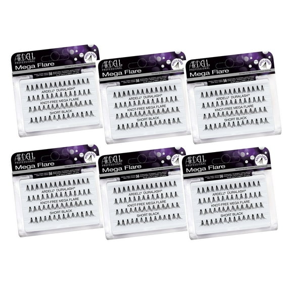 Ardell Mega Flare - Knot-Free - Short Black-pack of 6