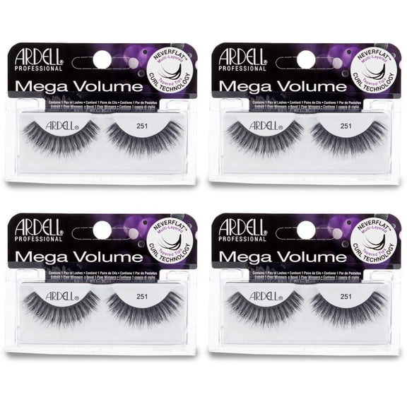 Ardell Mega Volume Lash 251 Multi-Layered False Lashes With Curl Technology, 4 Pairs