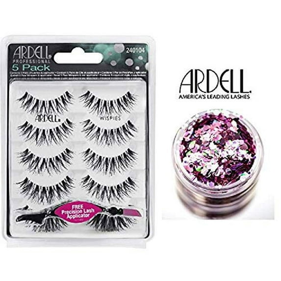 Ardell NATURAL MULTIPACK Lashes (with bonus Skin/Hair GLITTER) (WISPIES (5-Pack with Precision Applicator))
