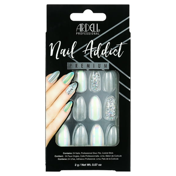 Ardell Nail Addict Artificial Nails, Fake Nails, Holographic Glitter, 24 Nails