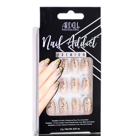 Ardell Nail Addict Premium Artificial Nail Set - Dripping in Gold