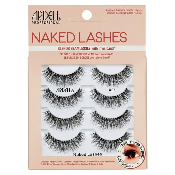 Ardell Naked Strip False Eyelashes 421, Natural-Looking Eye Lashes Lash Clusters, 4 Pairs