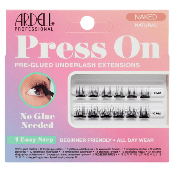 Ardell Naked Press On Lashes Underlash Extensions - Pre-Glued Natural Cluster Lashes, No Glue Needed Self Adhesive Eyelashes for All Day Wear, 12 Lash Clusters