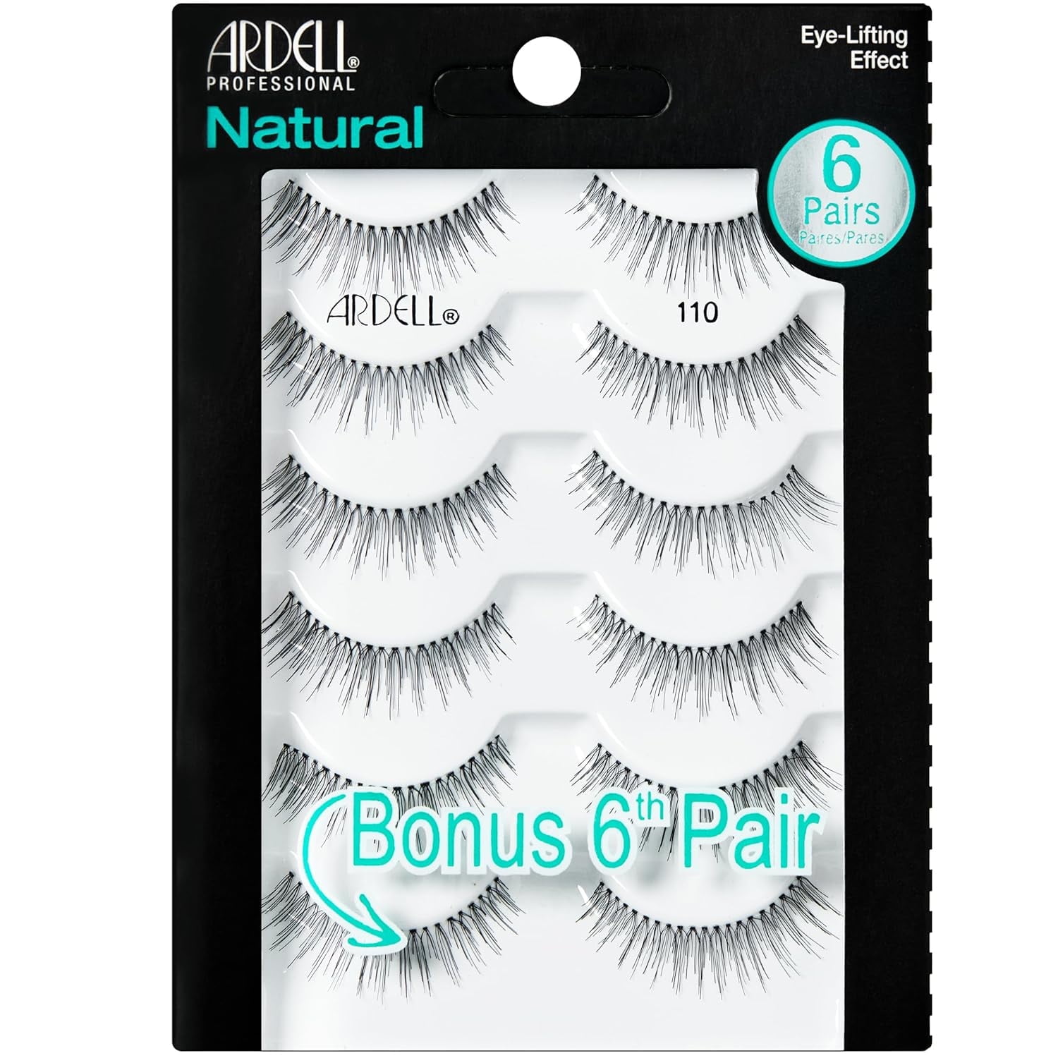 Ardell False Eyelashes Natural 110 Black, 1 pack (6 pairs per pack)