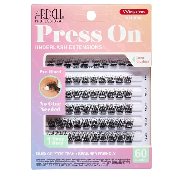 Ardell Press On Lash Clusters, Wispies Natural Pre-Glued Eyelash Extensions, 60 Count
