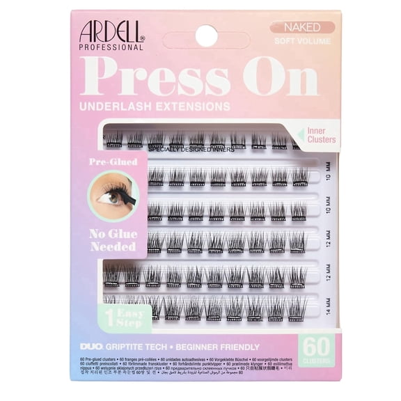 Ardell Press On Lash Clusters, Naked Soft Volume Pre-Glued Eyelash Extensions, 60 Count