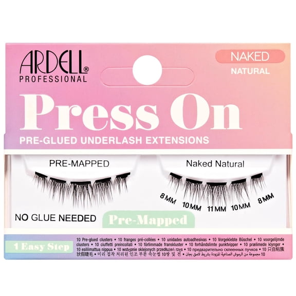 Ardell Press On Lashes Pre-Mapped DIY Lash Clusters - Naked Natural, Pre-Glued Underlash, Reusable False Eyelashes, Eyelash Extensions