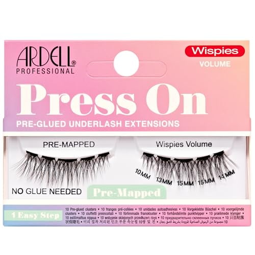 Ardell Press On Lashes Pre-Mapped DIY Lash Clusters - Wispies Volume, Pre-Glued Underlash, Natural Look False Eyelashes, Eyelash Extensions