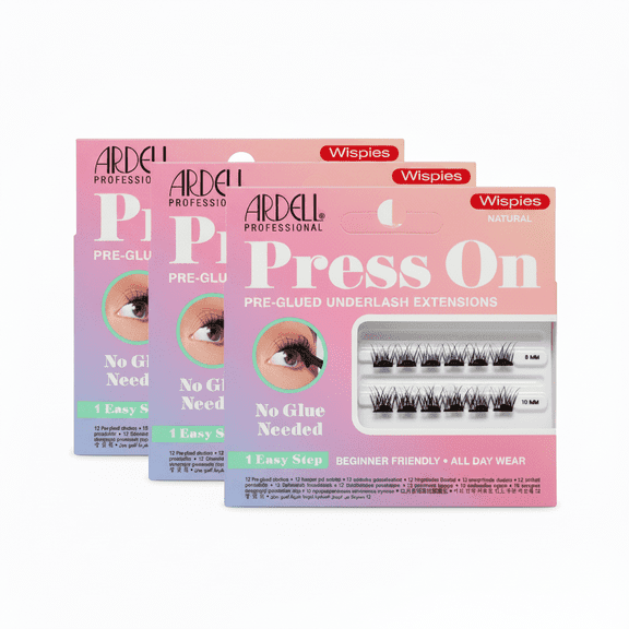 Ardell Press On Pre-Glued Underlash Extensions Wispies Natural 12ct 3 Pack