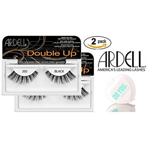 Ardell Professional DOUBLE UP Lashes, 2-pack (with Sleek Compact Mirror) - 202 Black (2-pack)