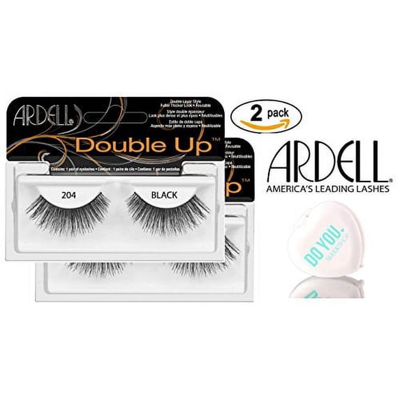Ardell Professional DOUBLE UP Lashes, 2-pack (with Sleek Compact Mirror) (204 Black (2-pack))