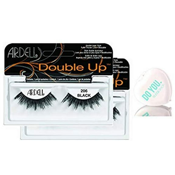 Ardell Professional DOUBLE UP Lashes, 2-pack (with Sleek Compact Mirror) (206 Black (2-pack))
