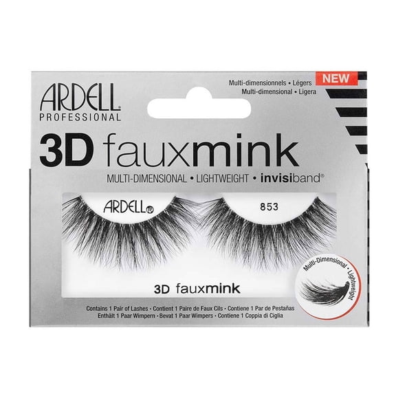 Ardell Professional Eyelashes 3D Faux Mink , 854 Black, Pack of 2