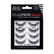 Ardell Faux Mink Wispies False Eyelashes, Medium Volume Wispy Lashes, Black, 4 Pairs