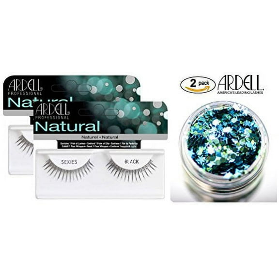 Ardell Professional NATURAL Lashes, SEXIES BLACK (2-PACK with bonus Skin/Hair GLITTER) (Sexies Black (2-PACK))