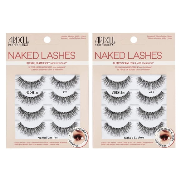 Ardell Naked Lashes 421 False Eyelashes, Lightweight Strip, Natural Look, 8 Pairs (2 Packs of 4)
