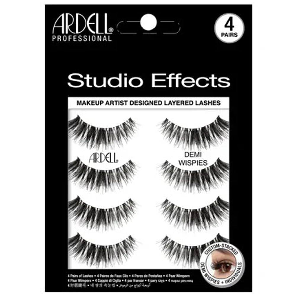 Ardell Studio Effects Demi Wispies False Eyelashes, Custom Layered Wispy Lashes for Natural Volume and Length, 4 Pack