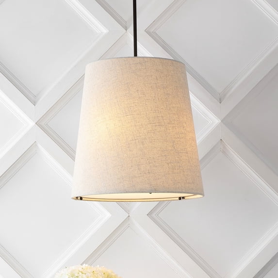 JONATHAN Y Arden 18" 1-Light Farmhouse Bohemian Iron LED Pendant, Oil Rubbed Bronze/Beige