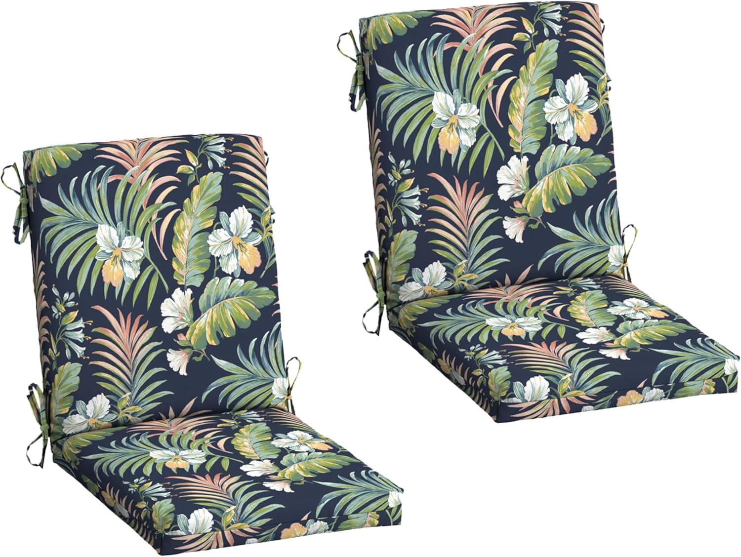Arden 2-Pack Outdoor Patio Dining Chair Cushion, 20x44, Rain-Proof Seat Pad, Fade-Resistant Outdoor Cushion Simone Blue Tropical