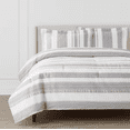 thumbnail image 1 of Arden 3-Piece White and Gray Textured Stripe King Comforter Set, 1 of 5