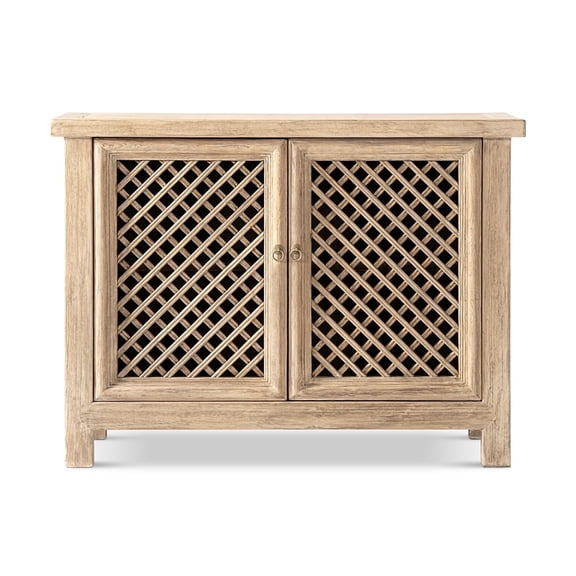 Arden 51" Solid Reclaimed Pine Lattice 2-Door Accent Storage Cabinet Heritage Light Natural Brown