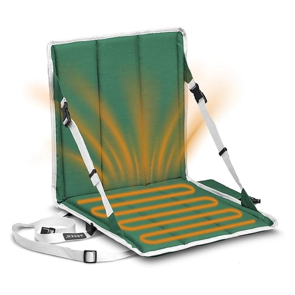 Arden Heated Stadium Seat, Foldable, Lightweight with Carrying Strap, Foam Cushion for , Adjustable, Back Support, Multi-Functional Use As Stadium Seat or Seat Pad, Green/White