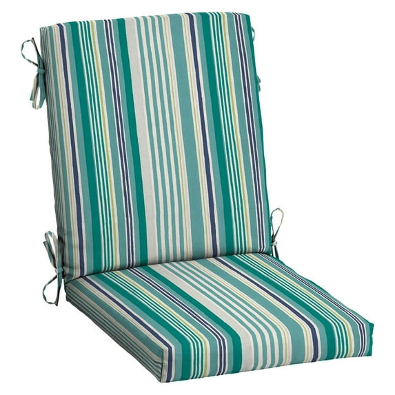 Arden Outdoor Dining Chair Cushion, 20 in x 20 in, Weather-Proof, Rain-Proof, Fade Resistant Patio Cushion for Patio, Dining, or Rocking Chairs 20 x 20, Teal Cobalt Stripe