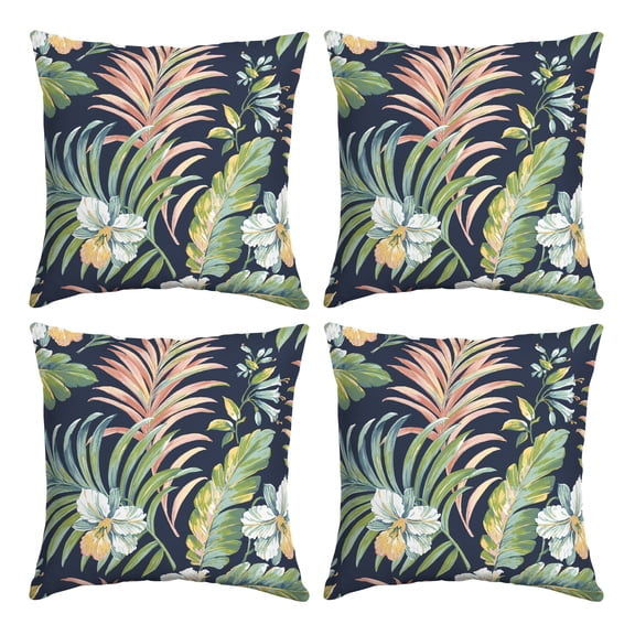 ARDEN Outdoor Toss Pillow, Set of 4, 16 x 16, Rain-Proof, Fade Resistant Simone Blue Tropical