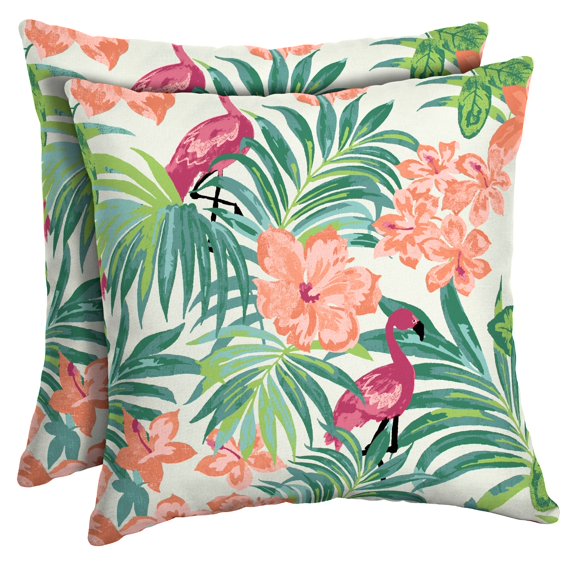 Arden Selections Luau Flamingo Tropical 16 x 16 in. Outdoor Toss Pillow, Set of 2