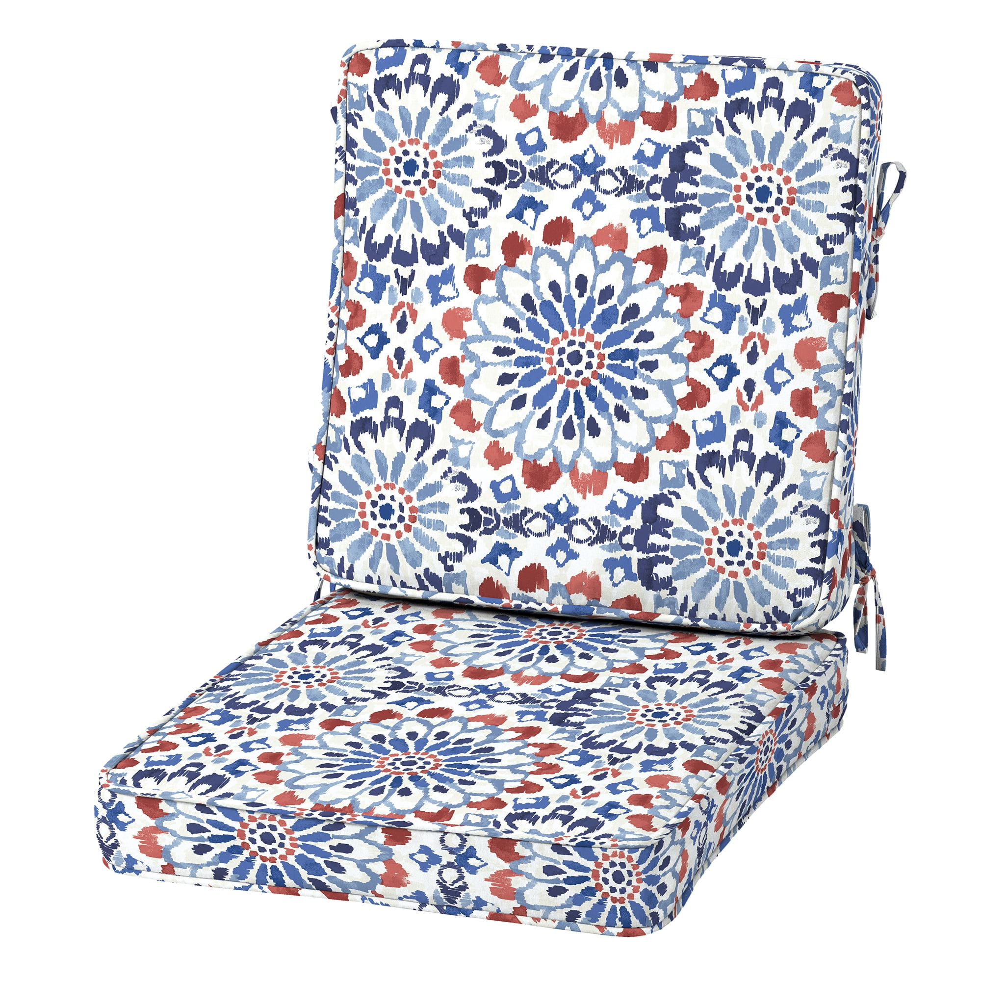 Arden Selections Clark Blue Modern Highback Outdoor Dining Chair Cushion 20 x 20 with EverLuxe ...