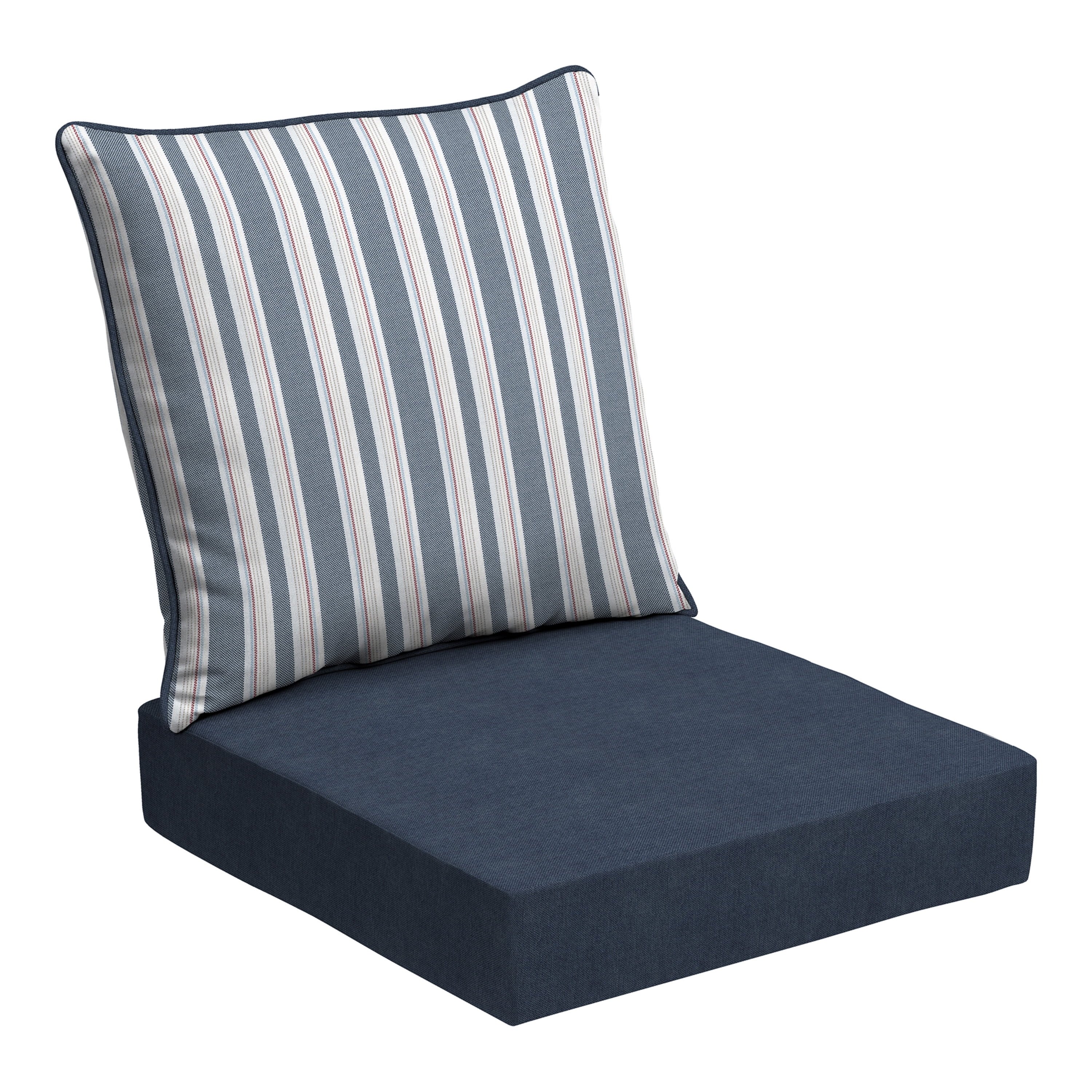 Arden Selections Oceantex Outdoor Deep Seating Cushion Set 24 x 24, Ocean Blue Stripe