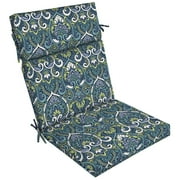 Arden Selections Outdoor Chair Cushion, 21 x 20, Water Repellent, Fade Resistant 21 x 20, Sapphire Aurora Blue Damask