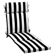 Arden Selections Outdoor Chaise Lounge Cushion 72 x 21, Black Cabana Stripe