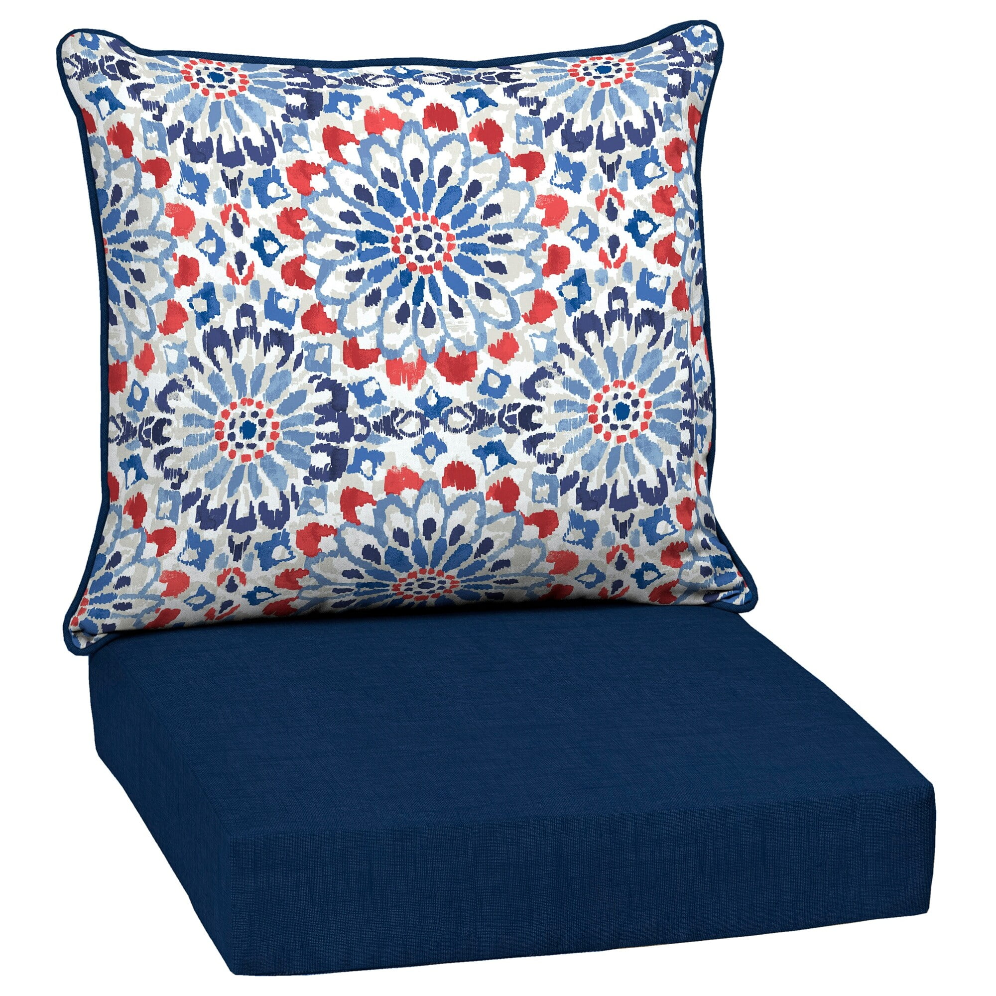 Clark Blue Outdoor Deep Seat Cushion Set with Medallion Pattern