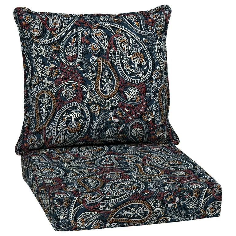 Arden Selections Patio Deep Seat Cushion Set 24x24 Water Repellant Fade Resistant Navy Palmira Paisley Walmart