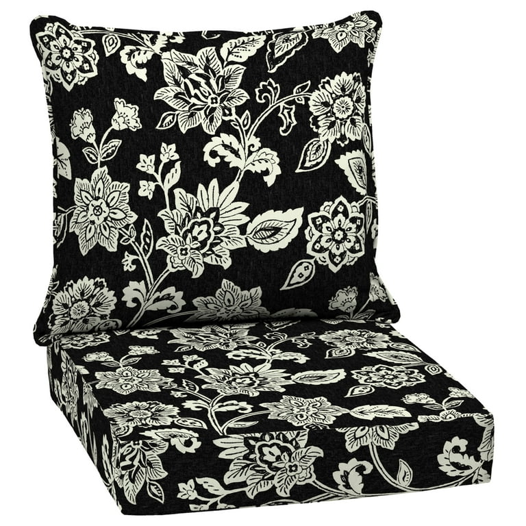 Seat Cushion with 4 Bottom, 2 Back - Black