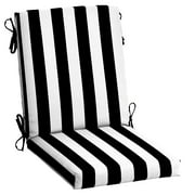 Arden Selections Outdoor Dining Chair Cushion 20 x 20, Black Cabana Stripe