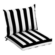 Arden Selections Outdoor Dining Chair Cushion Set 21 x 21, Black Cabana Stripe