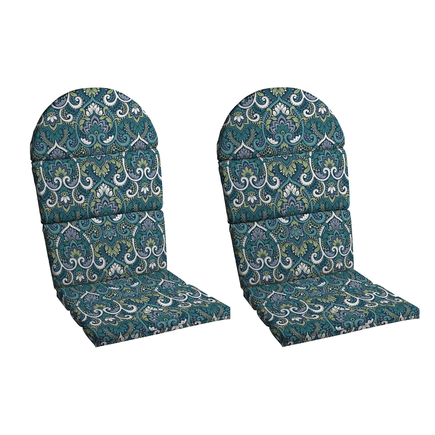 Sapphire Aurora Blue Damask Foam Adirondack Chair Cushions, Set of 2