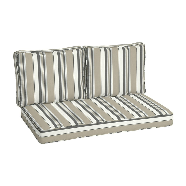 Arden Selections Outdoor Loveseat Cushion Set 46 x 26 Taupe Grey Linen Stripe Walmart