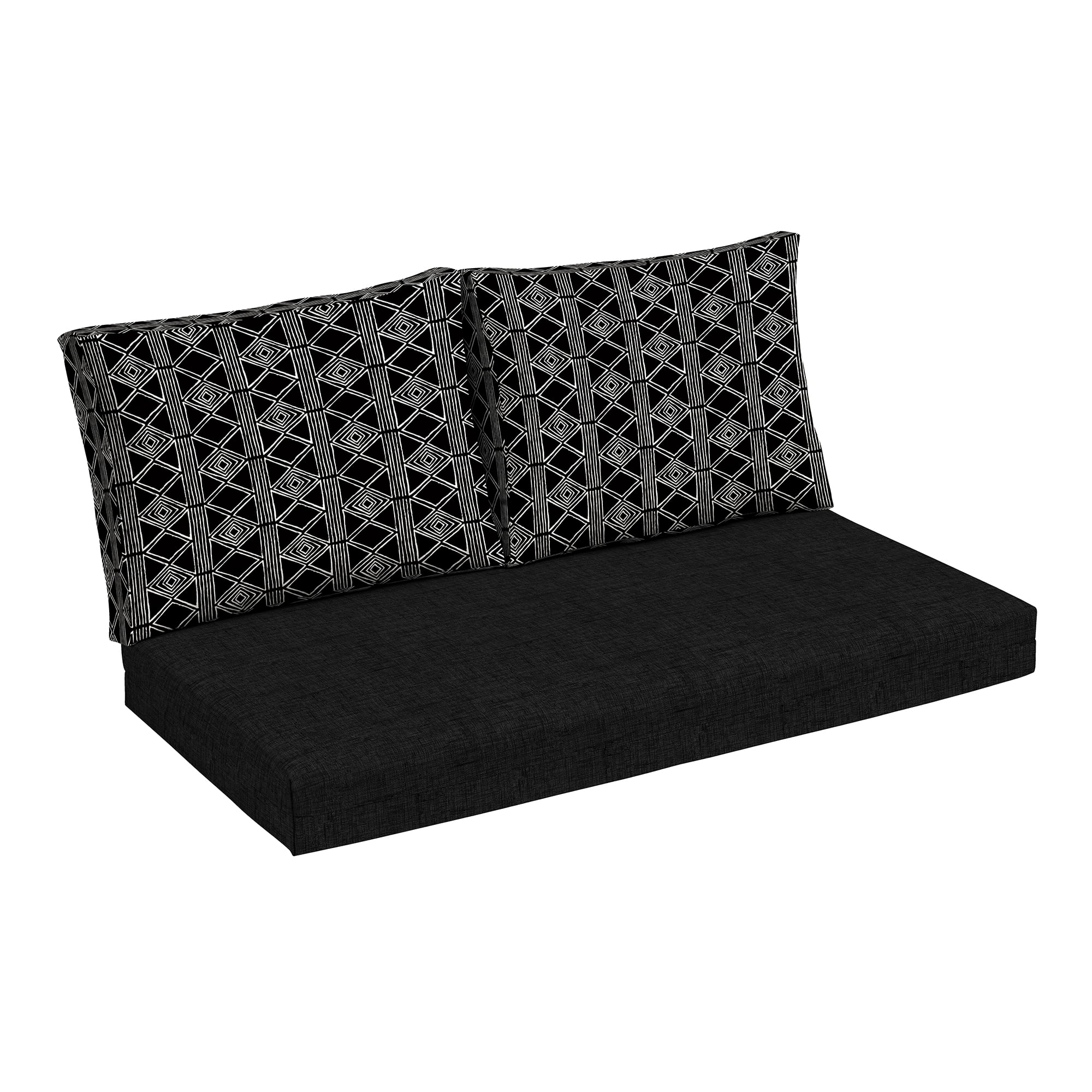 Arden Selections Outdoor Loveseat Cushion Set 48 x 24 Water repellent Fade Resistant Cushion Set for Couch Bench and Swing 48 x 24 Black Global Stripe Walmart
