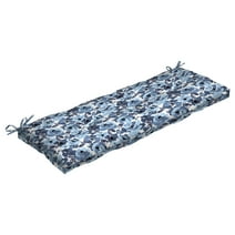Arden Selections Outdoor Plush Classic Tufted Bench Cushion, 48 x 18, Water repellent, Fade Resistant, Tufted Bench Cushion for Bench and Swing 18 x 48, Blue Garden Floral