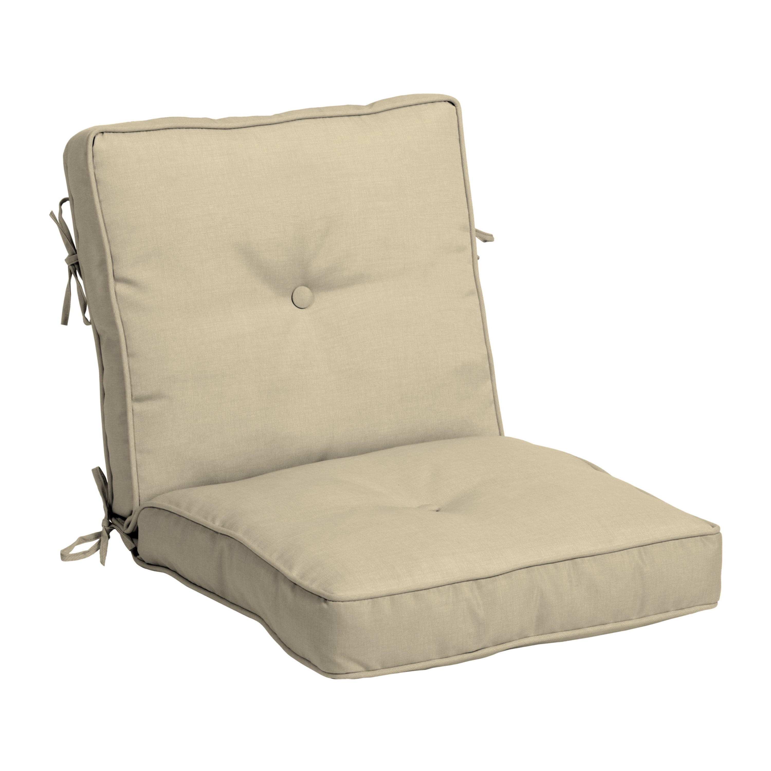 downluxe Outdoor Chair Cushions, Waterproof Tufted Overstuffed U-Shaped  Memory Foam Seat Cushions for Patio Funiture, 19 x 19 x 5, Khaki, 2 Pack