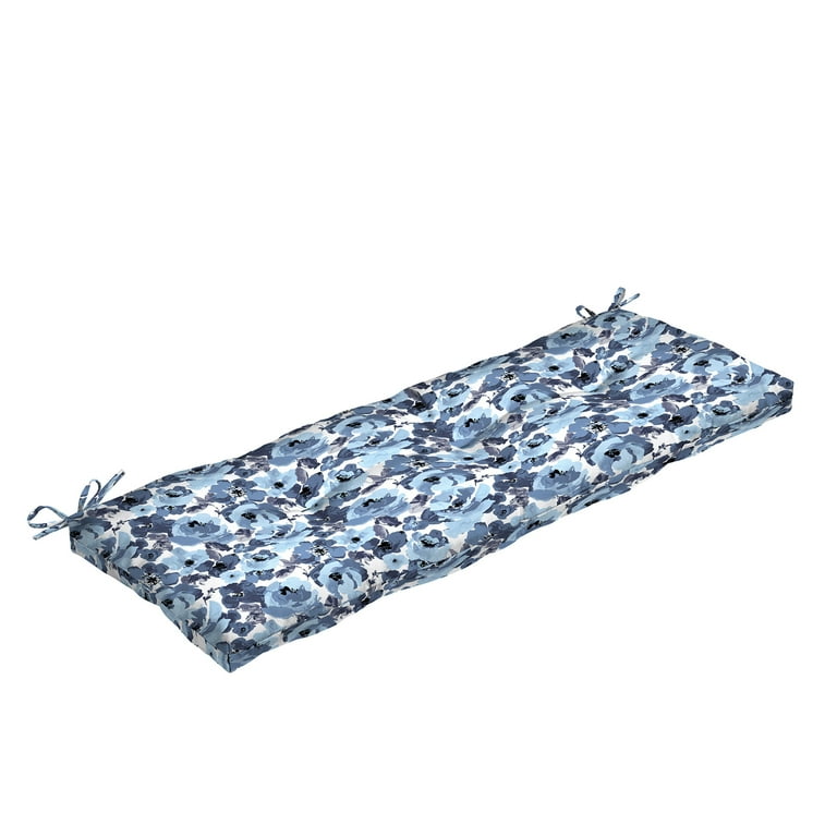 Arden Selections Outdoor Plush Modern Tufted Bench Cushion 48 x 18 Water Repellent Fade Resistant Tufted Bench Cushion for Bench and Swing 48 x 18 Blue Garden Floral Walmart