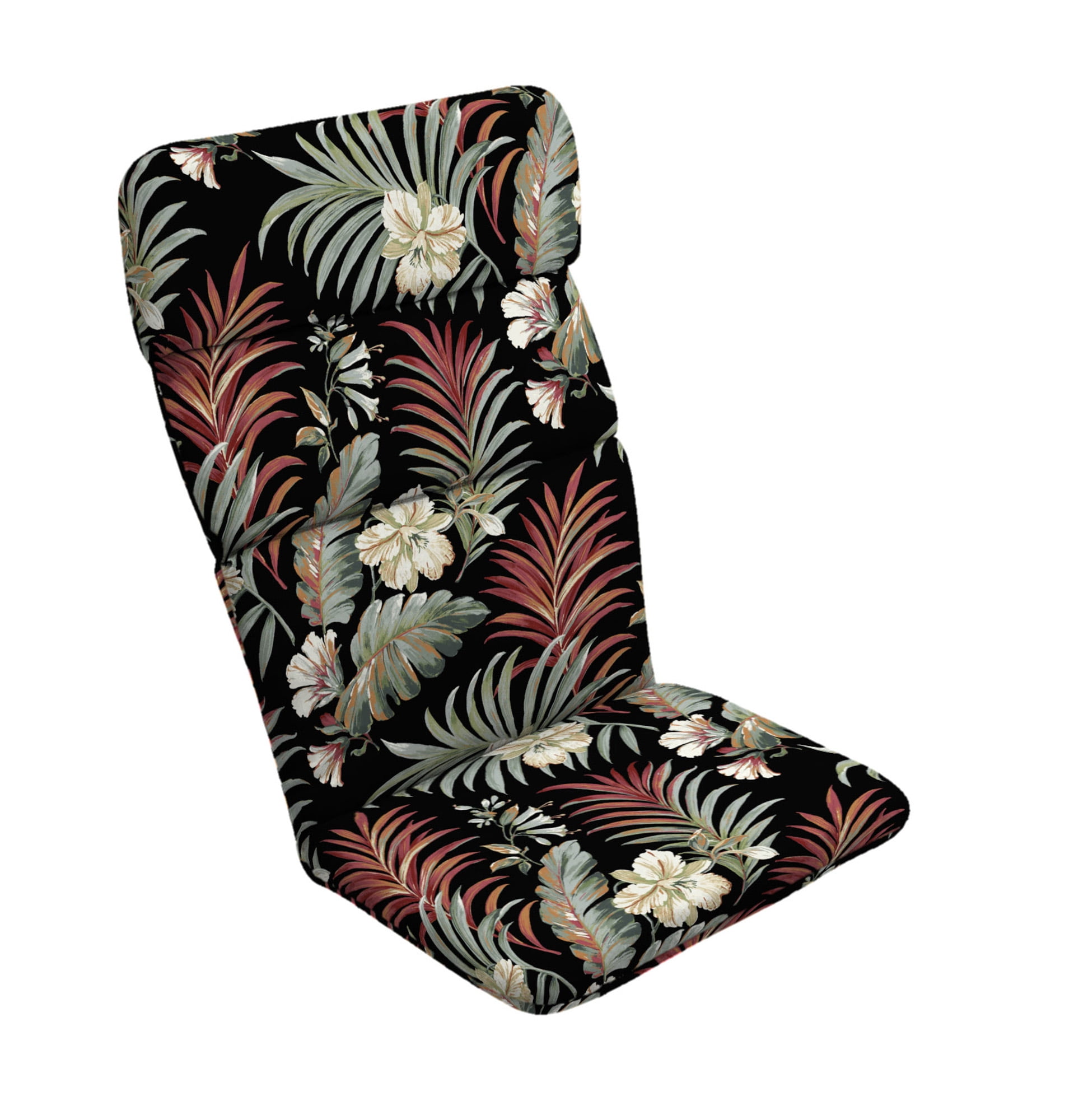 Simone Black Tropical Outdoor Adirondack Chair Cushion