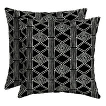 Arden Selections Outdoor Toss Pillow (2 Pack) 16 x 16, Black Global Stripe