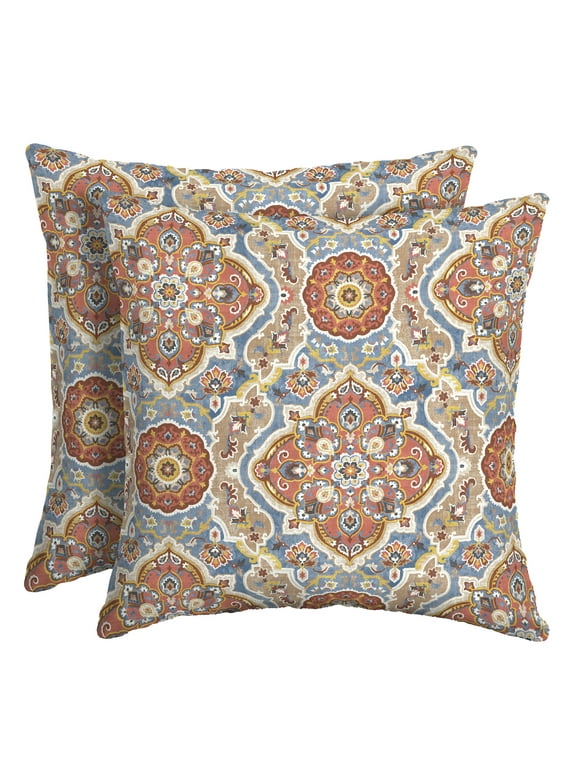 Arden Selections Outdoor Toss Pillow, Set of 2, 16 x 16, Water Repellent, Fade Resistant 16 x 16, Global Vintage Medallion