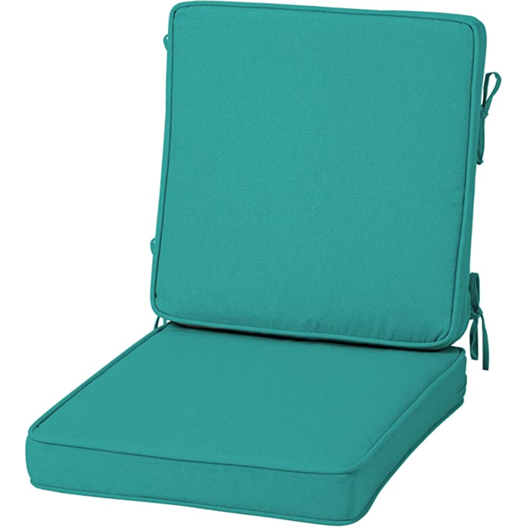Teal High Back Outdoor Dining Chair Cushion with Acrylic Foam